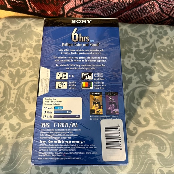 NEW 6 Pack Sony T-120 Standard Grade 6 Hour VHS Tapes - Picture 3 of 4